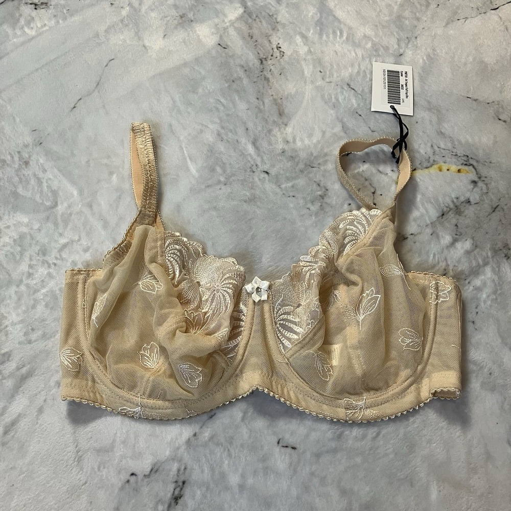 Pour Moi Bra Womens Size 36 E Beige Oyester St Tropez Full Cup PM7702‎